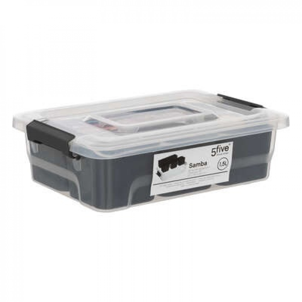 Sorting box with 4 inserts, EZY SORT IT SMALL, 22.5 x 15.5 x H 7 cm, Transparent / Grey in the group Storage / Storage boxes / Mini organizers at SmartaSaker.se (41785)