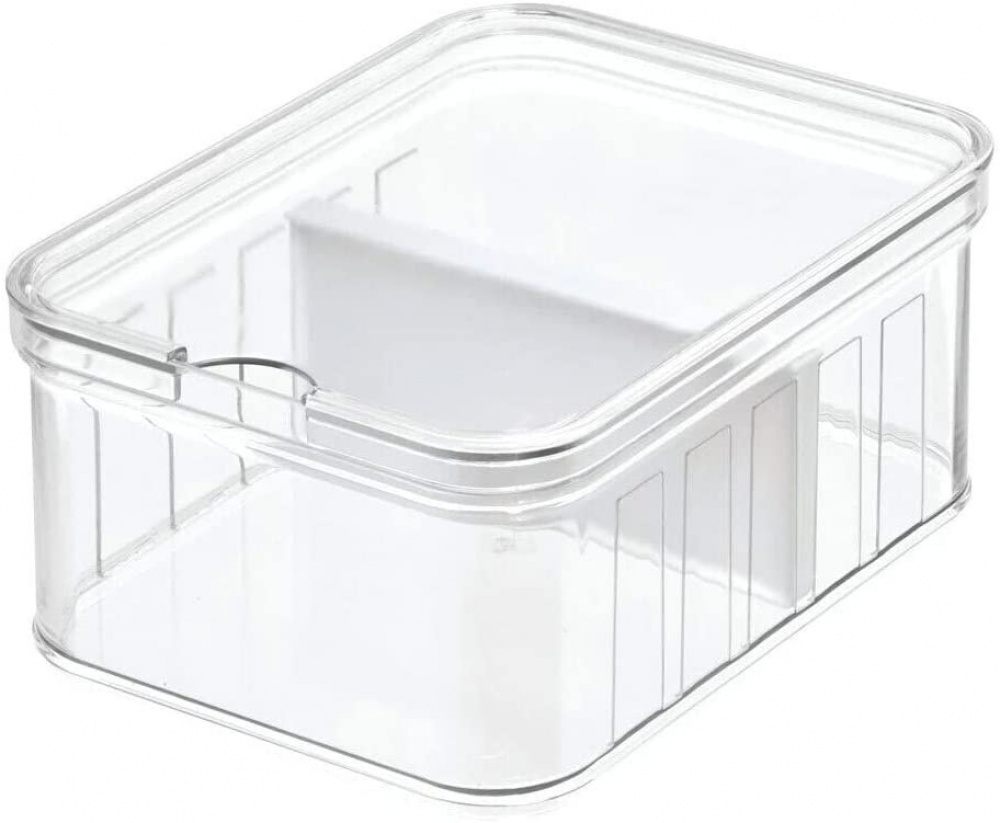 Container with divider and lid, CRISP SMALL BIN, Transparent in the group Storage / Kitchen storage at SmartaSaker.se (41786)