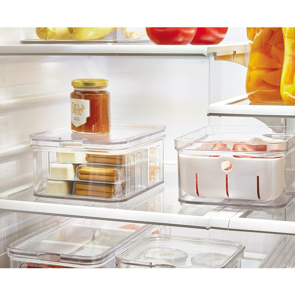 Container with divider and lid, CRISP SMALL BIN, Transparent in the group Storage / Kitchen storage at SmartaSaker.se (41786)