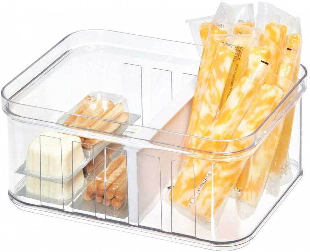 Container with divider and lid, CRISP SMALL BIN, Transparent in the group Storage / Kitchen storage at SmartaSaker.se (41786)