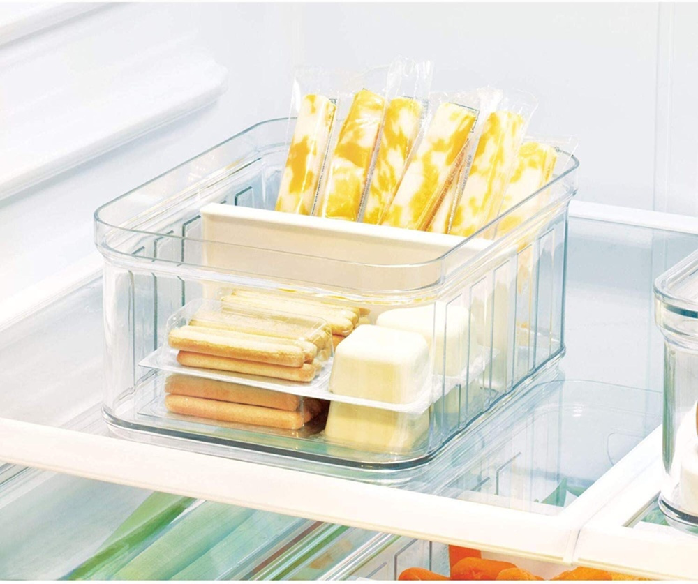 Container with divider and lid, CRISP SMALL BIN, Transparent in the group Storage / Kitchen storage at SmartaSaker.se (41786)
