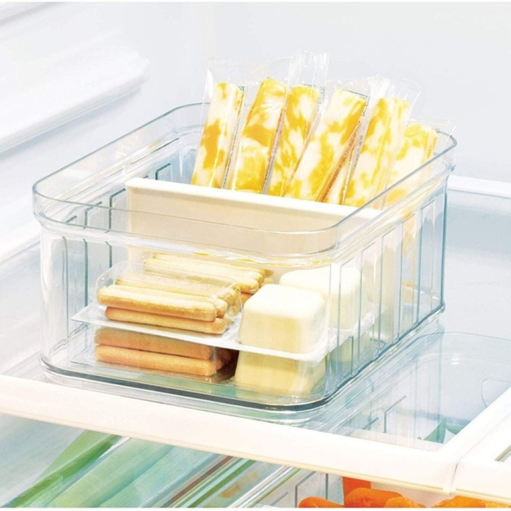 Container with divider and lid, CRISP SMALL BIN, Transparent in the group Storage / Kitchen storage / Fridge storage at SmartaSaker.se (41786)