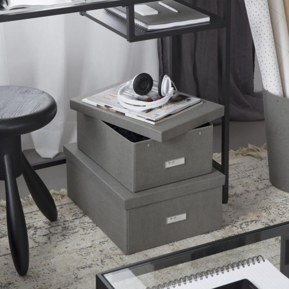 Box with label frame, BIGSO KARIN CANVAS, 31,5 x 22,5 x H 13,5 cm in the group Storage / Storage boxes / BigSo storage boxes at SmartaSaker.se (41791)