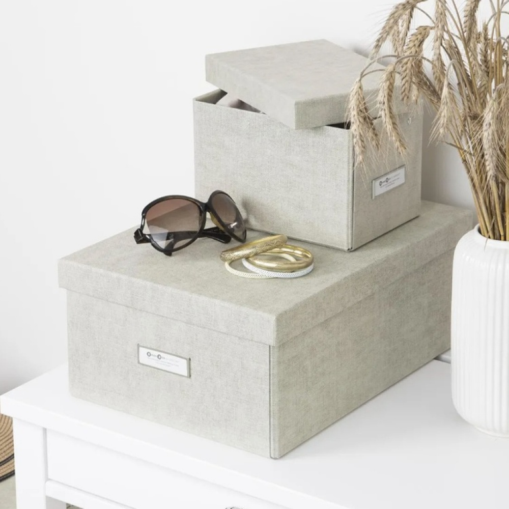 Box with label frame, BIGSO KARIN CANVAS, 31,5 x 22,5 x H 13,5 cm in the group Storage / Storage boxes / BigSo storage boxes at SmartaSaker.se (41791)