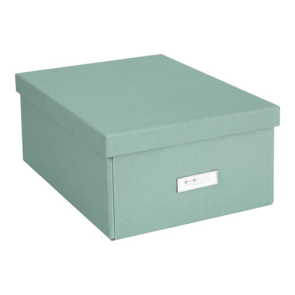 Box with label frame, BIGSO KATIA CANVAS, 39 x 28,5 x H 16 cm, Green in the group Storage / Storage boxes / BigSo storage boxes at SmartaSaker.se (41792)