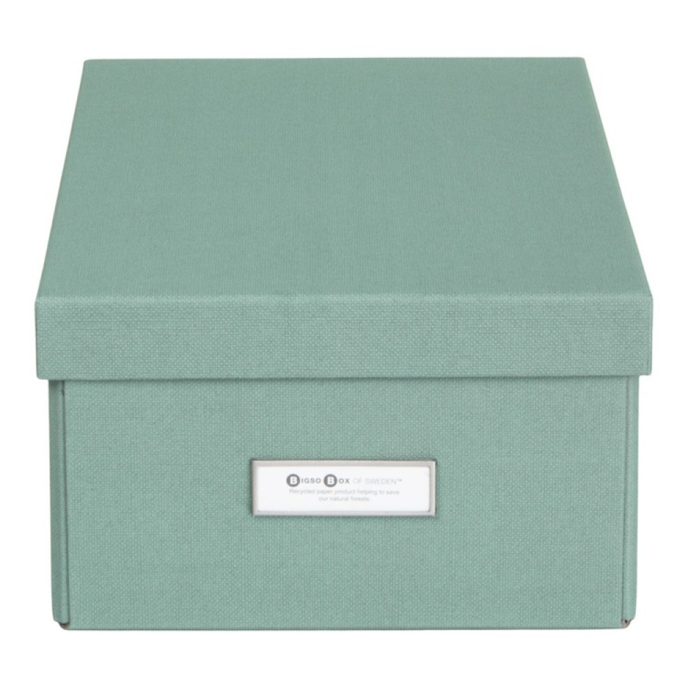 Box with label frame, BIGSO KATIA CANVAS, 39 x 28,5 x H 16 cm, Green in the group Storage / Storage boxes / BigSo storage boxes at SmartaSaker.se (41792)
