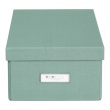Box with label frame, BIGSO KATIA CANVAS, 39 x 28,5 x H 16 cm, Green Box with label frame, BIGSO KATIA CANVAS, 39 x 28,5 x H 16 cm, Green