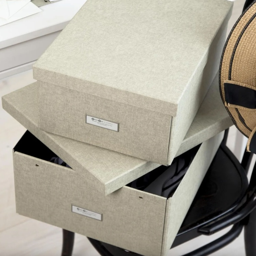 Box with label frame, BIGSO KATRIN CANVAS, 45 x 34,5 x H 18 in the group Storage / Storage boxes at SmartaSaker.se (41793)