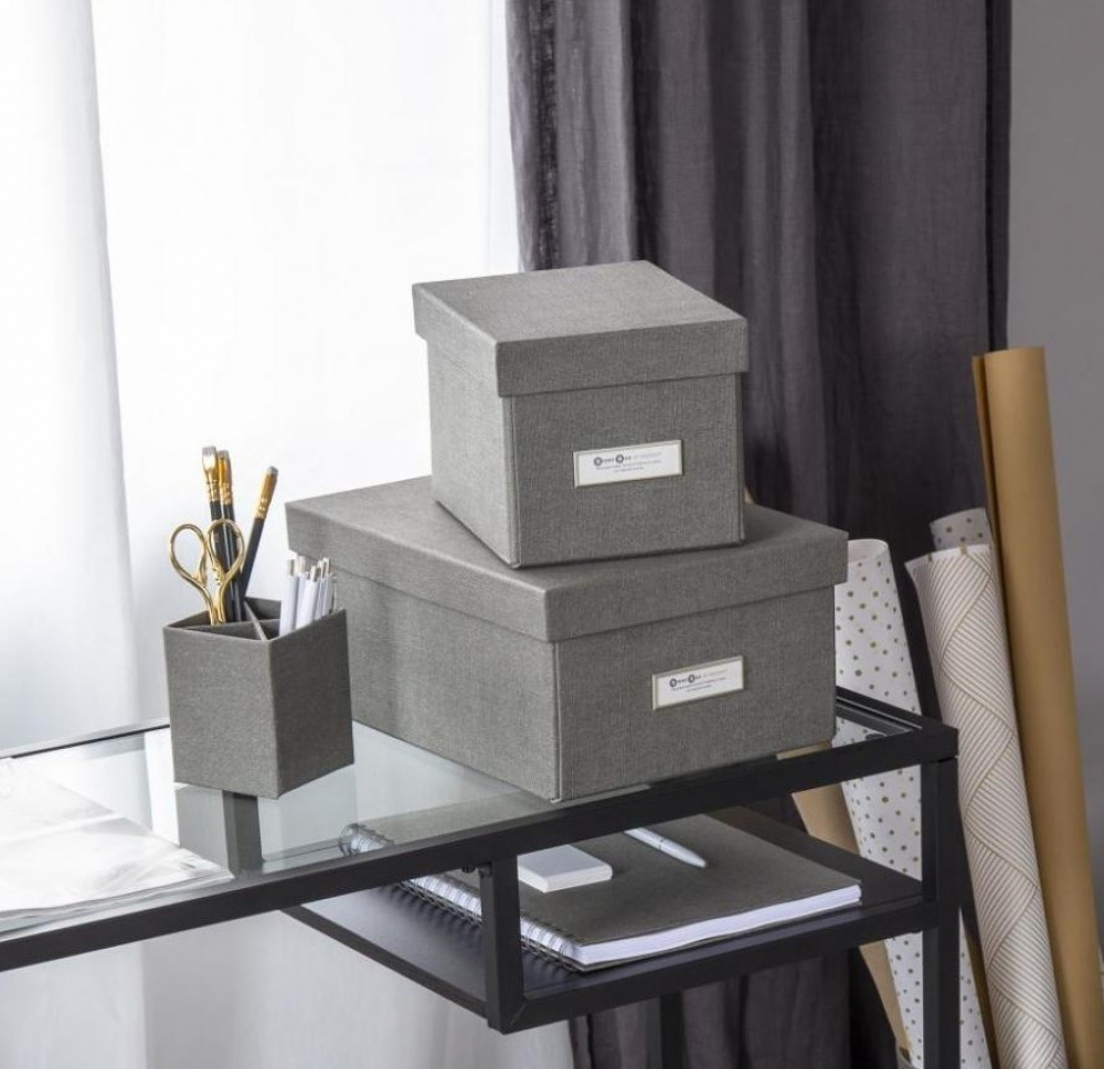 Box with label frame, BIGSO KITTY CANVAS, 22,5 x 16 x H 14 cm Grey in the group Storage / Kitchen storage / Food containers / Plastic at SmartaSaker.se (41794)