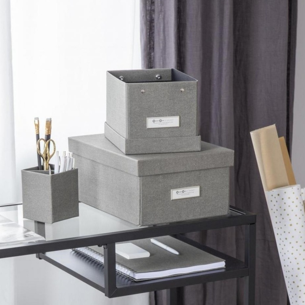 Box with label frame, BIGSO KITTY CANVAS, 22,5 x 16 x H 14 cm Grey in the group Storage / Storage boxes / BigSo storage boxes at SmartaSaker.se (41794)