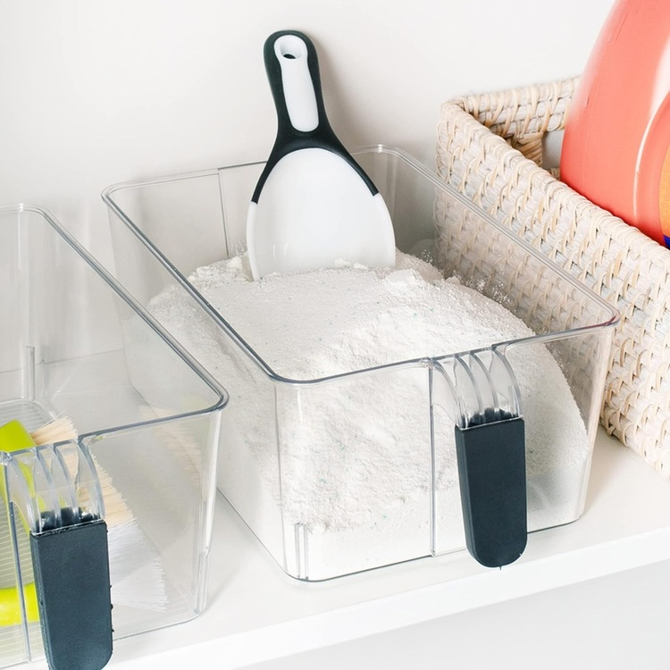 Storage box with handle, NARROW RANGEMENT, 27,5 x 12,5 x H 11 cm, Clear in the group Storage / Storage boxes at SmartaSaker.se (41795)