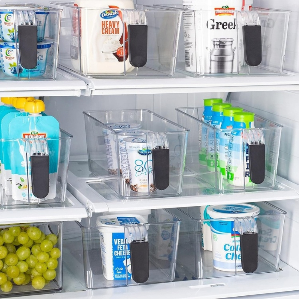 Storage box with handle, WIDE RANGEMENT, 27,5 x 17,5 x H 11 cm, Clear in the group Storage / Storage boxes at SmartaSaker.se (41796)