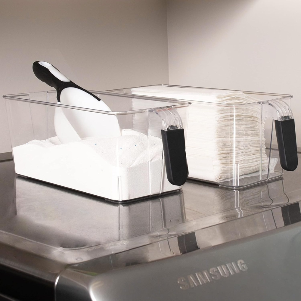 Storage box with handle, WIDE RANGEMENT, 27,5 x 17,5 x H 11 cm, Clear in the group Storage / Storage boxes at SmartaSaker.se (41796)