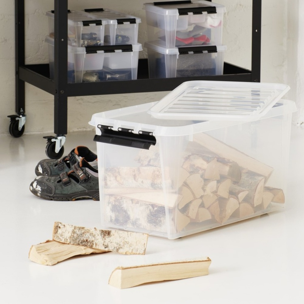 Storage Box with Wheels, SMARTSTORE 70L, CLASSIC, XXL, 72 x 40 x H 38 cm, Transparent / Black in the group Storage / Popular brands / SmartStore at SmartaSaker.se (41797)