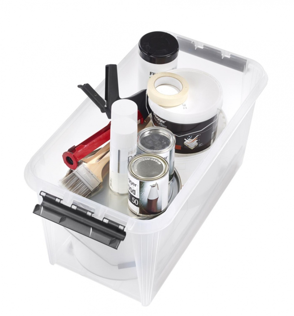 Storage Box with Wheels, SMARTSTORE 70L, CLASSIC, XXL, 72 x 40 x H 38 cm, Transparent / Black in the group Storage / Storage boxes at SmartaSaker.se (41797)