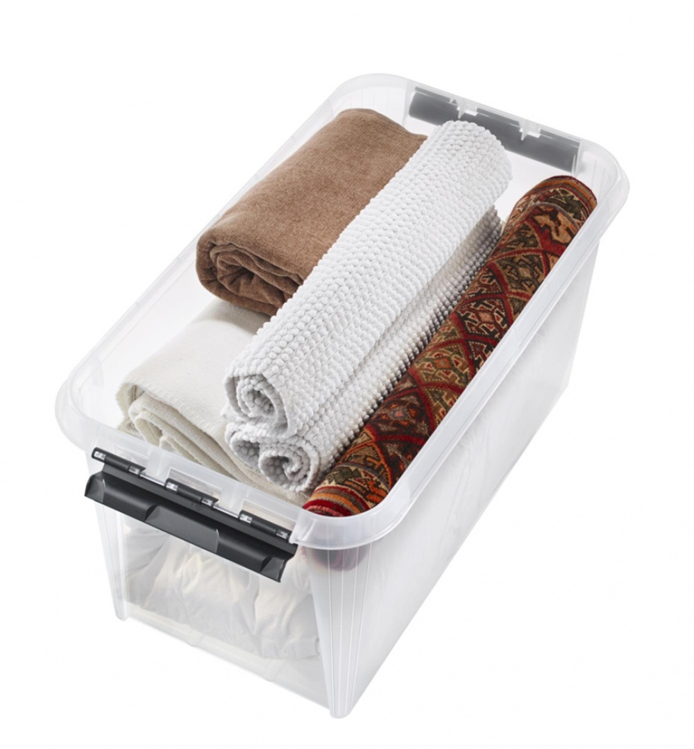 Storage Box with Wheels, SMARTSTORE 70L, CLASSIC, XXL, 72 x 40 x H 38 cm, Transparent / Black in the group Storage / Storage boxes at SmartaSaker.se (41797)
