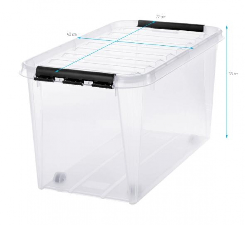 Storage Box with Wheels, SMARTSTORE 70L, CLASSIC, XXL, 72 x 40 x H 38 cm, Transparent / Black in the group Storage / Storage boxes at SmartaSaker.se (41797)