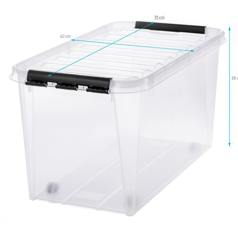 Storage Box with Wheels, SMARTSTORE 70L, CLASSIC, XXL, 72 x 40 x H 38 cm, Transparent / Black in the group Storage / Popular brands / SmartStore at SmartaSaker.se (41797)