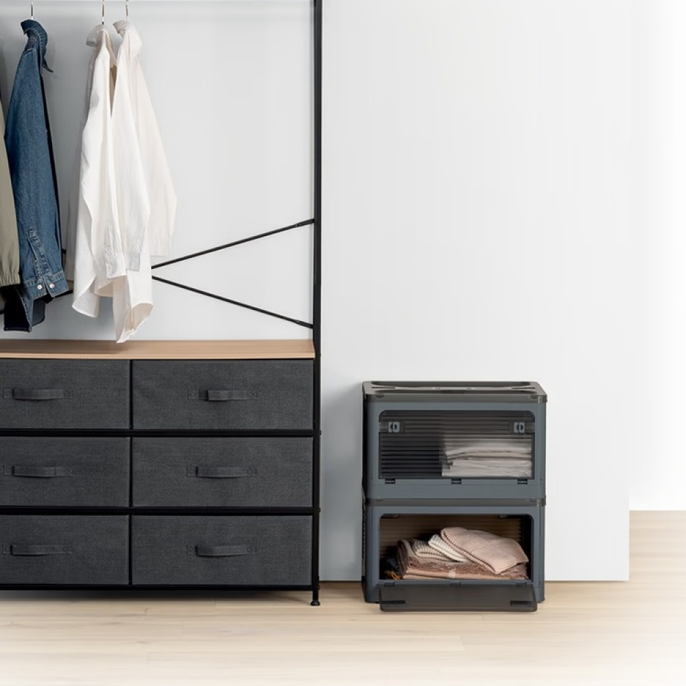 Box with Wheels, Stackable, MOBILE FOLDING BOX, 51,5 x 36 x H 30 cm, Dark Grey in the group Storage / Hallway storage at SmartaSaker.se (41801)