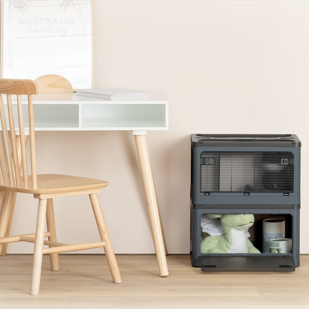 Box with Wheels, Stackable, MOBILE FOLDING BOX, 51,5 x 36 x H 30 cm, Dark Grey in the group Storage / Hallway storage at SmartaSaker.se (41801)