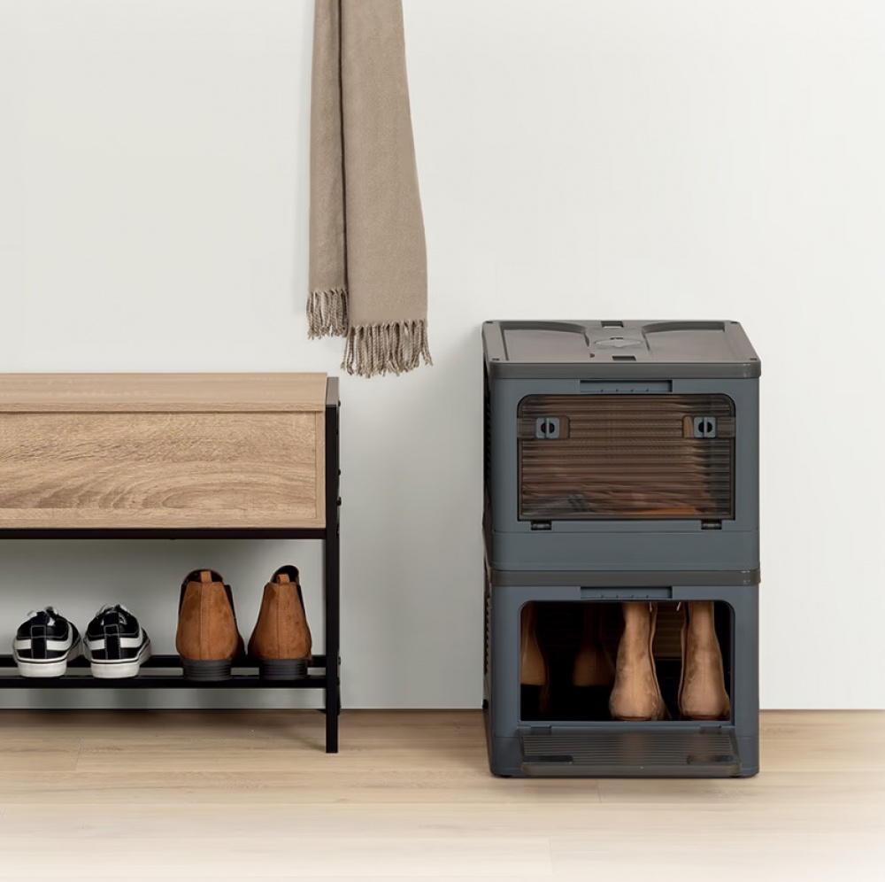 Box with Wheels, Stackable, MOBILE FOLDING BOX, 51,5 x 36 x H 30 cm, Dark Grey in the group Storage / Hallway storage at SmartaSaker.se (41801)