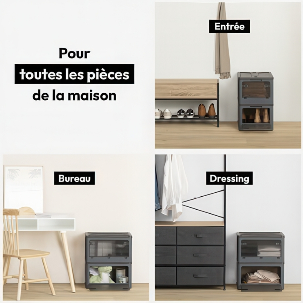 Box with Wheels, Stackable, MOBILE FOLDING BOX, 51,5 x 36 x H 30 cm, Dark Grey in the group Storage / Hallway storage at SmartaSaker.se (41801)