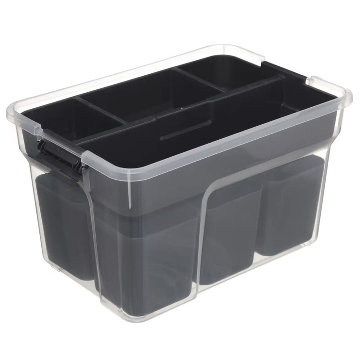 Sorting box with inserts, EZY HIGH SORT IT DOUBLE, 30,5 x 21,5 x H 18 cm, Transparent / Grey in the group Storage / Storage boxes at SmartaSaker.se (41802)