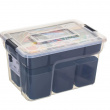Sorting box with inserts, EZY HIGH SORT IT DOUBLE, 30,5 x 21,5 x H 18 cm, Transparent / Grey