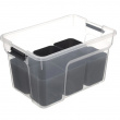 Sorting box with inserts, EZY HIGH SORT IT DOUBLE, 30,5 x 21,5 x H 18 cm, Transparent / Grey