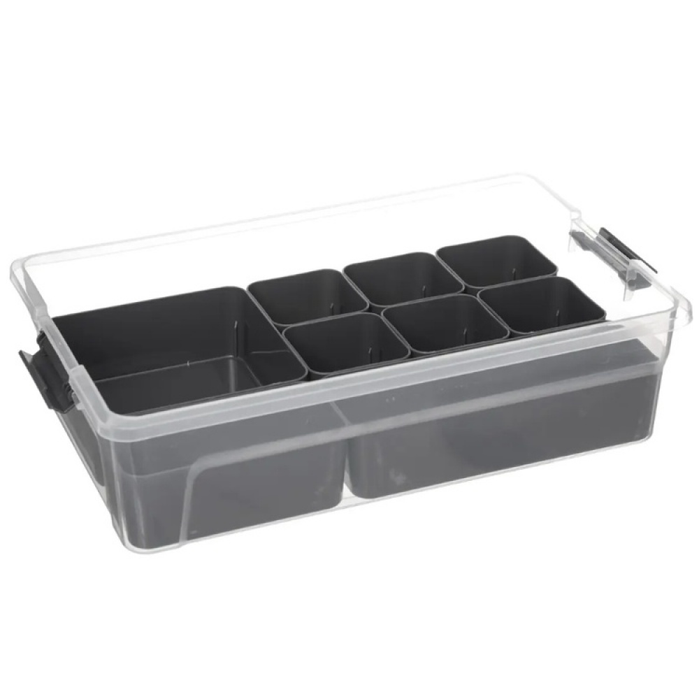 Sorting box with inserts, EZY SORT IT DOUBLE, 35,5 x 22,5 x H 10 cm, Transparent / Grey in the group Storage / Storage boxes at SmartaSaker.se (41803)