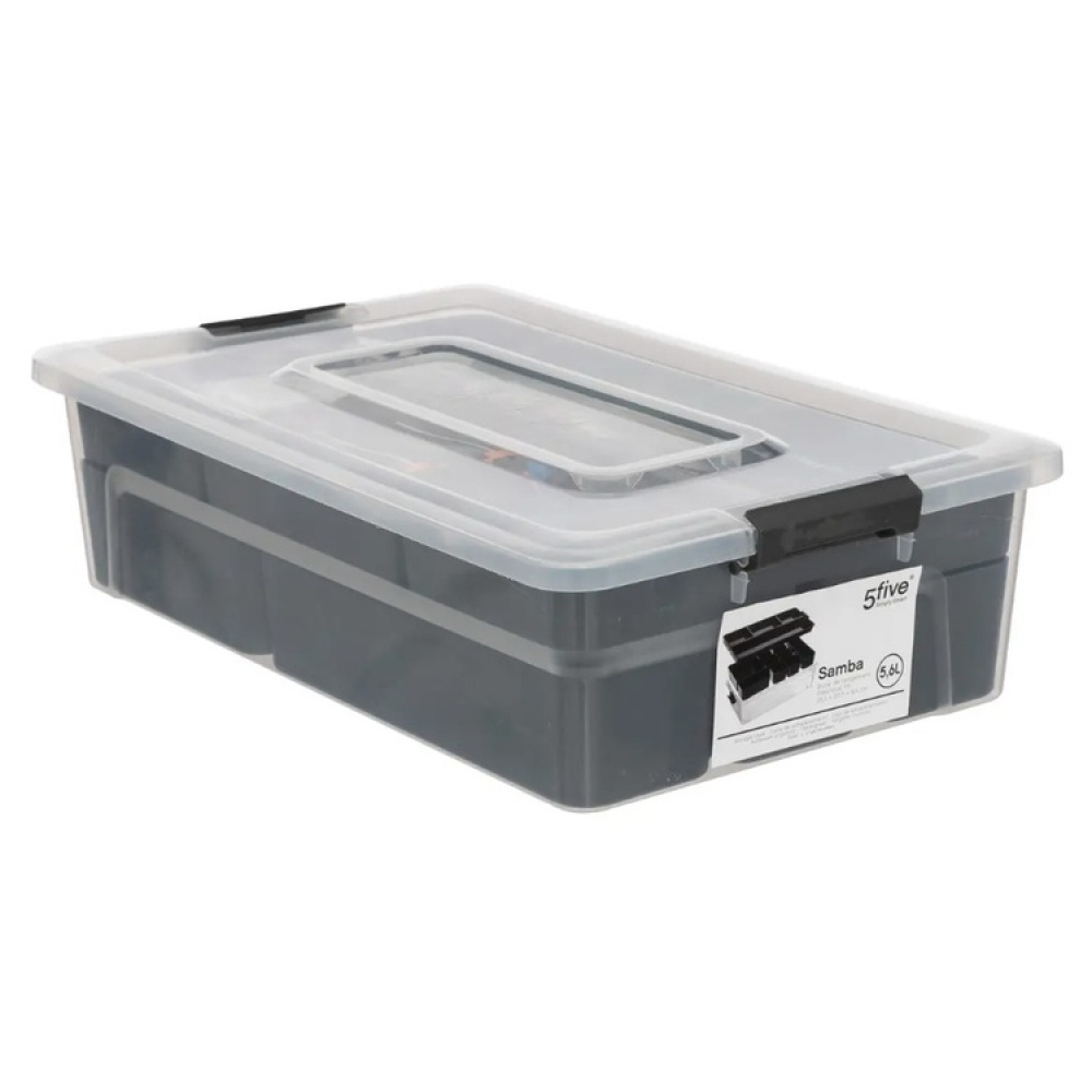 Sorting box with inserts, EZY SORT IT DOUBLE, 35,5 x 22,5 x H 10 cm, Transparent / Grey in the group Storage / Storage boxes at SmartaSaker.se (41803)