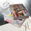 Box with insert and handle, 9L, Q-LINE MULTIBOX, 30,7 x 20 x H 22,3 cm, Clear / Silver Grey Box with insert and handle, 9L, Q-LINE MULTIBOX, 30,7 x 20 x H 22,3 cm, Clear / Silver Grey