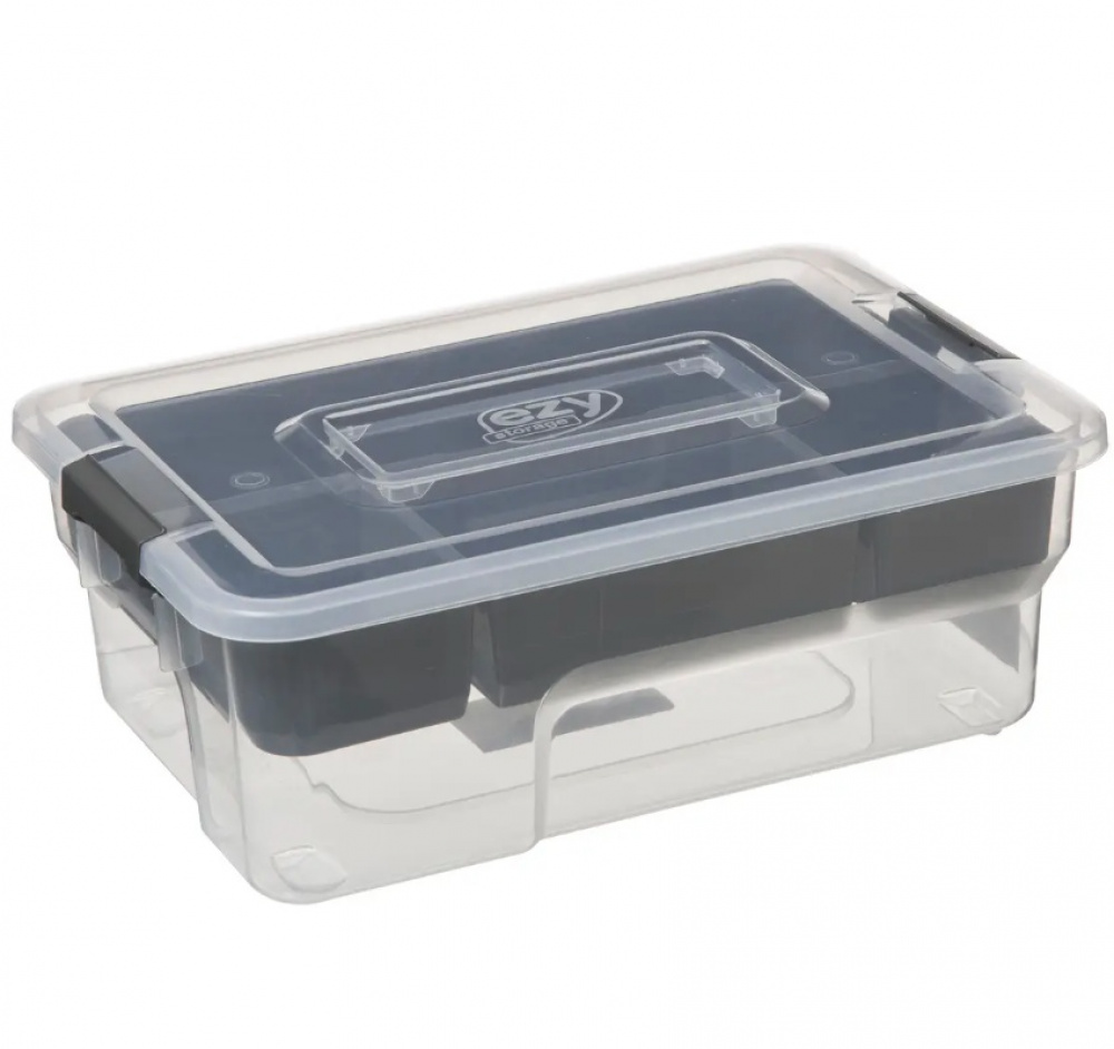 Box with insert, EZY SORT IT, 30,5 x 21.5 x H 11 cm, Clear / Grey in the group Storage / Storage boxes at SmartaSaker.se (41807)