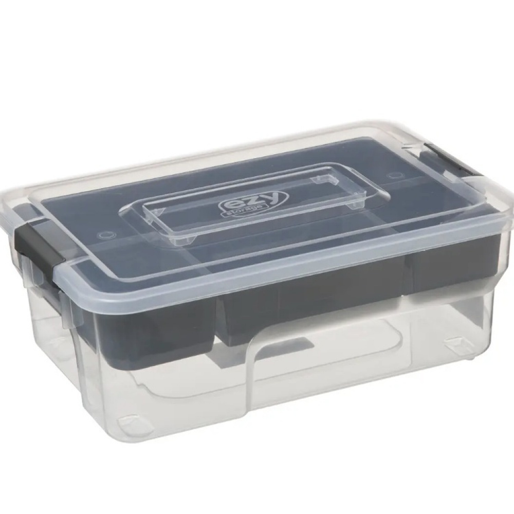 Box with insert, EZY SORT IT, 30,5 x 21.5 x H 11 cm, Clear / Grey in the group Storage / Storage boxes at SmartaSaker.se (41807)