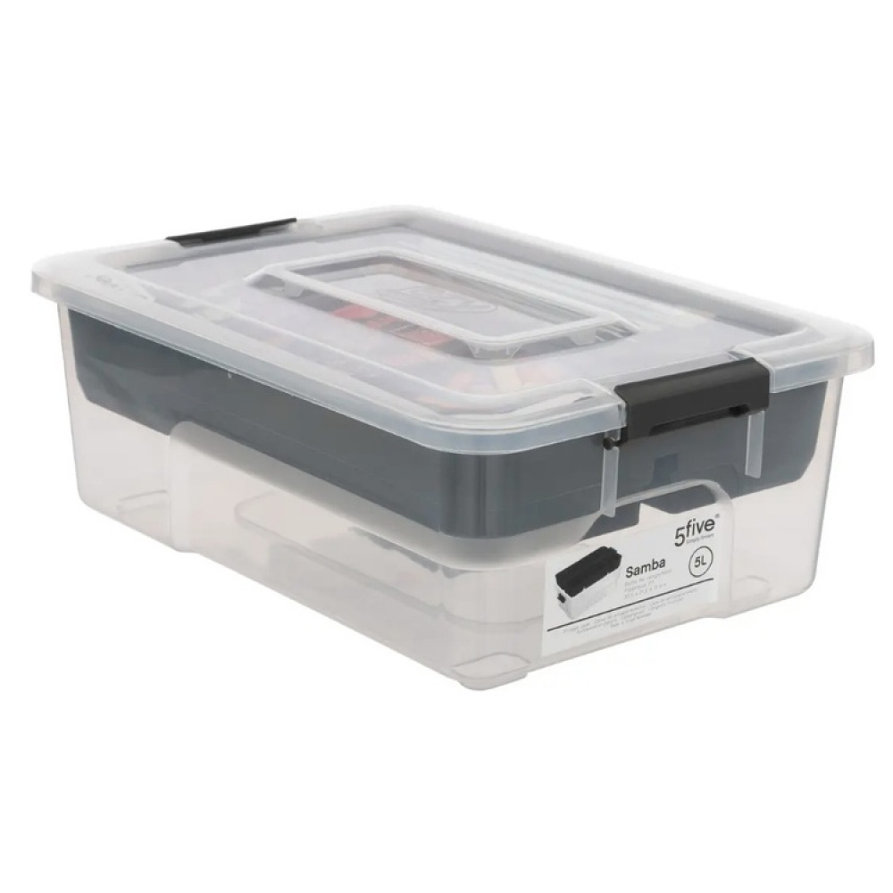 Box with insert, EZY SORT IT, 30,5 x 21.5 x H 11 cm, Clear / Grey in the group Storage / Storage boxes at SmartaSaker.se (41807)