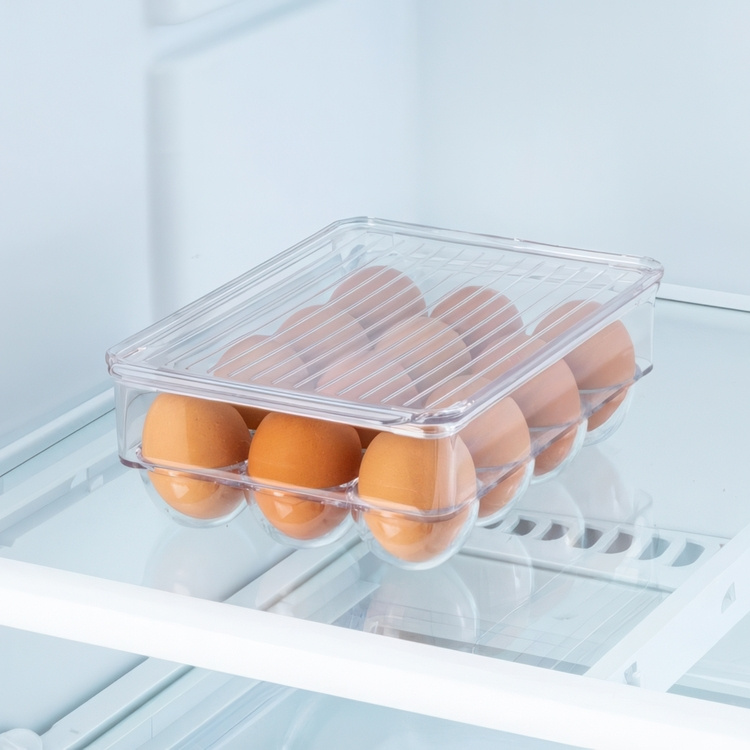 Bin with lid for 12 Eggs, PULLZ SMALL EGG BIN, 22 x 16 x H 8 cm, Transparent in the group Storage / Kitchen storage / Fridge storage at SmartaSaker.se (41808)