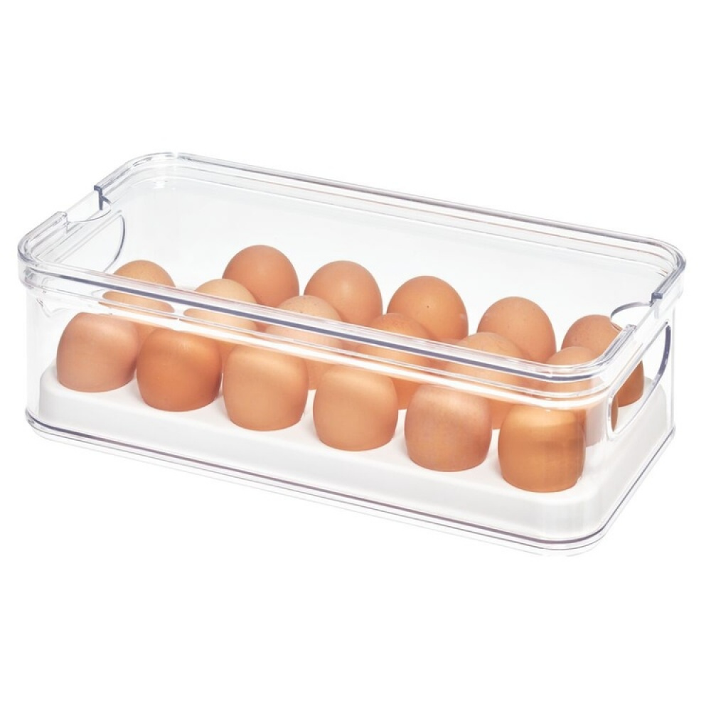 Bin with lid for 18 Eggs, CRISP, 6,5 x 32,5 x H 10 cm, Transparent / white in the group Storage / Kitchen storage / Fridge storage at SmartaSaker.se (41809)