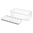 Bin with lid for 18 Eggs, CRISP, 6,5 x 32,5 x H 10 cm, Transparent / white Bin with lid for 18 Eggs, CRISP, 6,5 x 32,5 x H 10 cm, Transparent / white