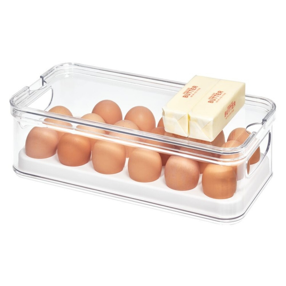 Bin with lid for 18 Eggs, CRISP, 6,5 x 32,5 x H 10 cm, Transparent / white in the group Storage / Kitchen storage / Fridge storage at SmartaSaker.se (41809)