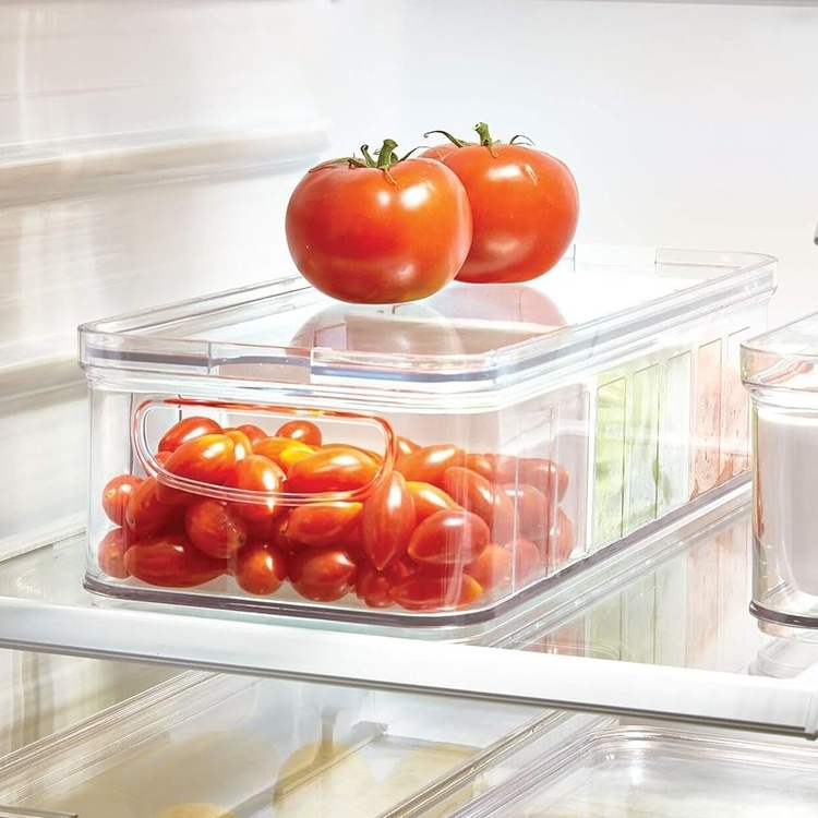 Container with lid and dividers, CRISP DIVIDED BIN, 16,5 x 38,1 x H 9,5, Clear in the group Storage / Kitchen storage / Fridge storage at SmartaSaker.se (41811)