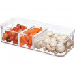 Container with lid and dividers, CRISP DIVIDED BIN, 16,5 x 38,1 x H 9,5, Clear Container with lid and dividers, CRISP DIVIDED BIN, 16,5 x 38,1 x H 9,5, Clear