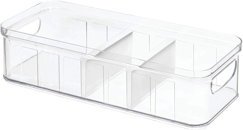 Container with lid and dividers, CRISP DIVIDED BIN, 16,5 x 38,1 x H 9,5, Clear in the group Storage / Kitchen storage / Fridge storage at SmartaSaker.se (41811)