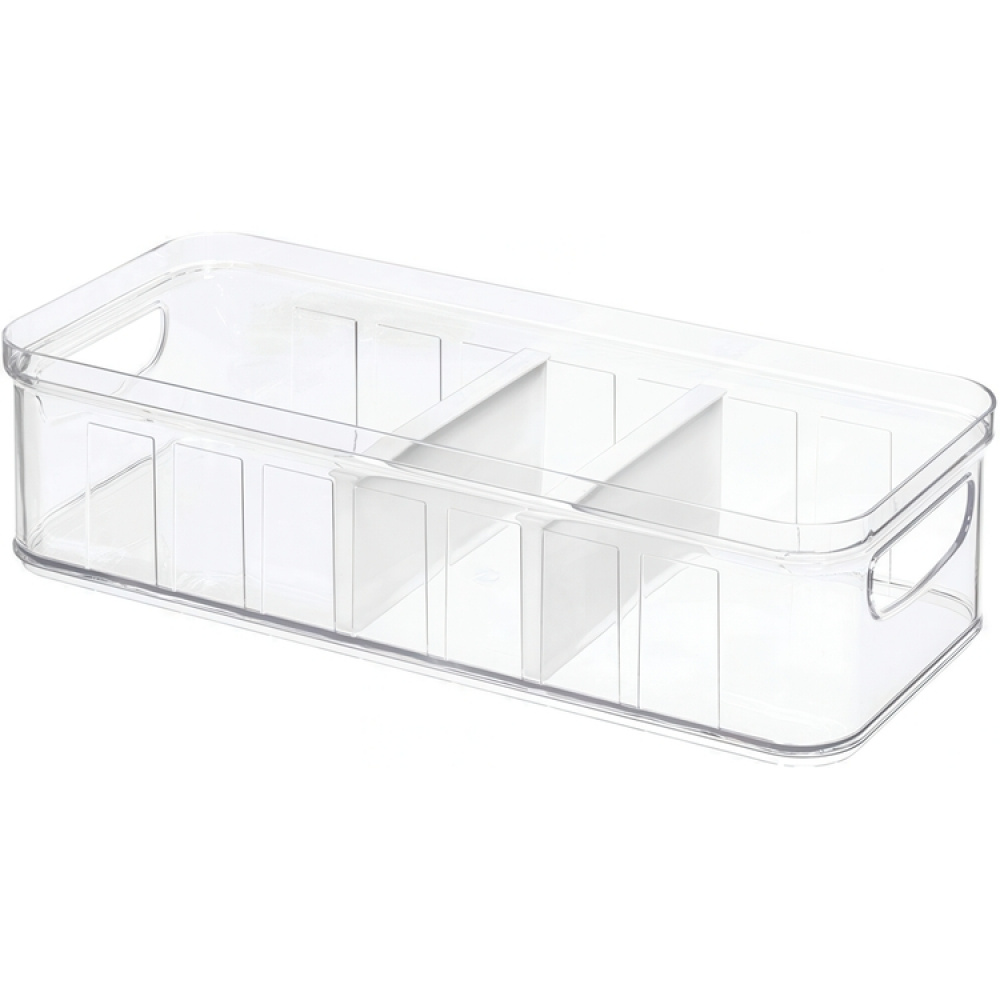 Container with lid and dividers, CRISP DIVIDED BIN, 16,5 x 38,1 x H 9,5, Clear in the group Storage / Kitchen storage / Fridge storage at SmartaSaker.se (41811)