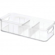 Container with lid and dividers, CRISP DIVIDED BIN, 16,5 x 38,1 x H 9,5, Clear Container with lid and dividers, CRISP DIVIDED BIN, 16,5 x 38,1 x H 9,5, Clear