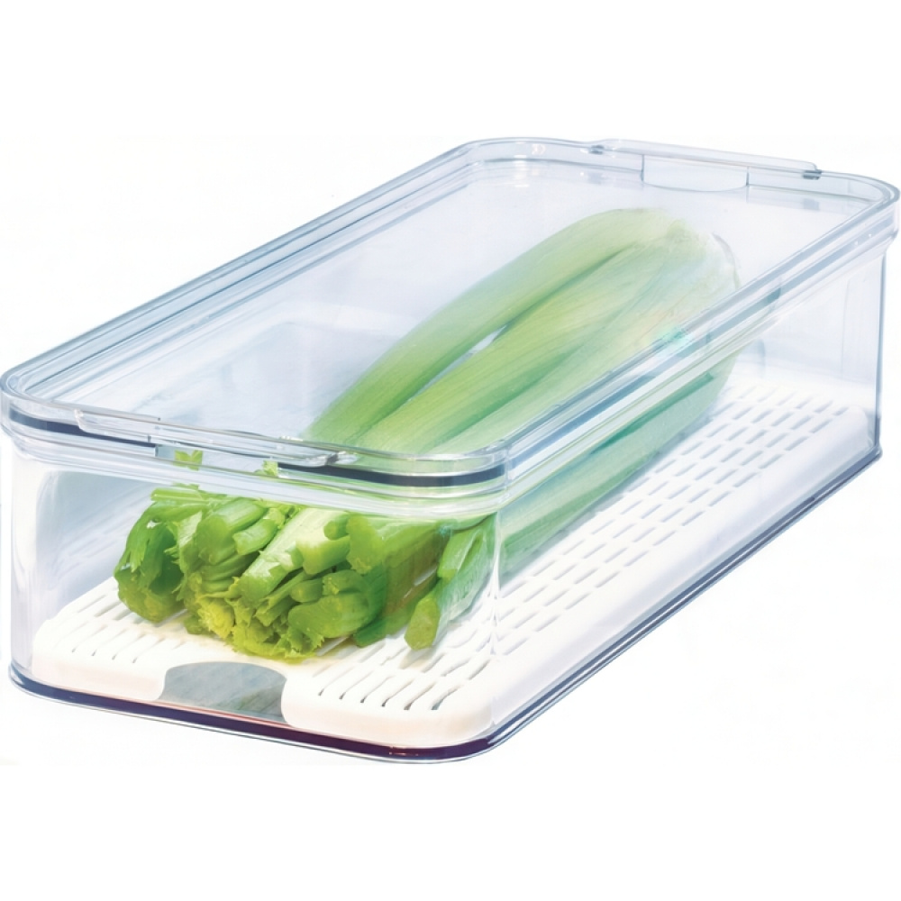 Container with lid and tray, CRISP PRODUCE BIN, 16,5 x 40 x H 9,5 cm, Clear in the group Storage / Kitchen storage / Fridge storage at SmartaSaker.se (41812)