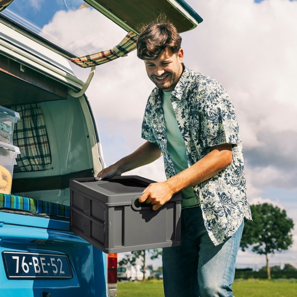 Box with lid, Foldable, 32 L, CLOSED FOLDING BOX, 49 x 36 x H24,5 cm, Dark Grey in the group Storage / Storage room and garage / Baskets and buckets at SmartaSaker.se (41813)