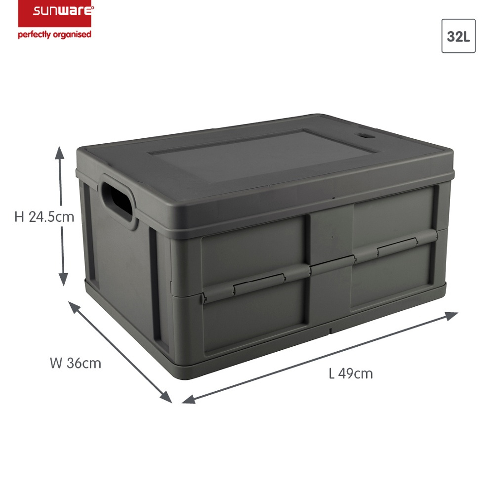 Box with lid, Foldable, 32 L, CLOSED FOLDING BOX, 49 x 36 x H24,5 cm, Dark Grey in the group Storage / Storage room and garage / Baskets and buckets at SmartaSaker.se (41813)