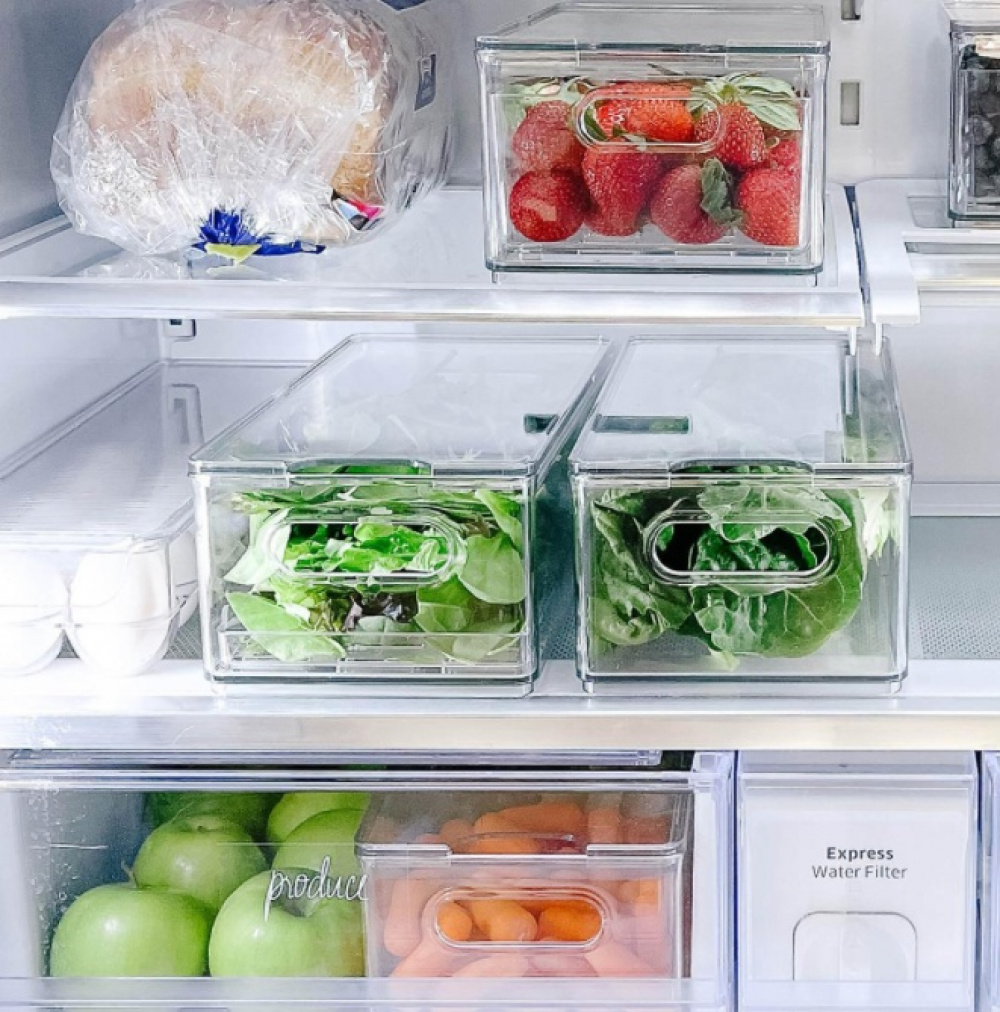 Storage Box , THE HOME EDIT PRODUCE BIN, 15,2 x 30,5 x H10,8 cm, Transparent in the group Storage / Kitchen storage / Fridge storage at SmartaSaker.se (41816)