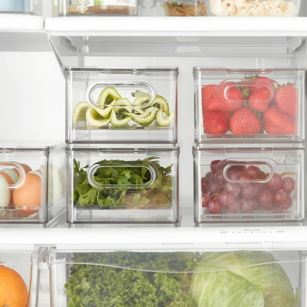 Storage Box , THE HOME EDIT PRODUCE BIN, 15,2 x 30,5 x H10,8 cm, Transparent in the group Storage / Kitchen storage / Fridge storage at SmartaSaker.se (41816)