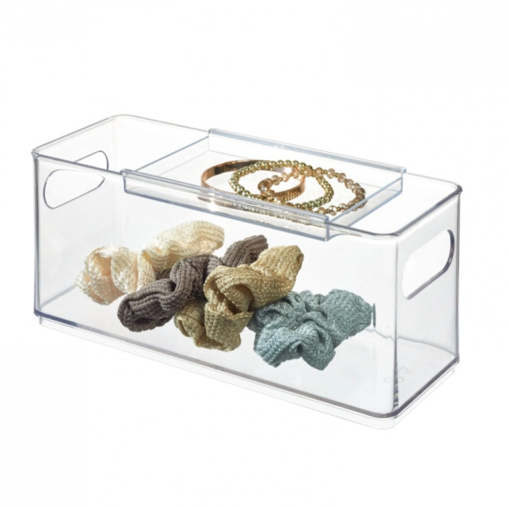 Container with sliding lid, THE HOME EDIT HAIR ACCESSORY BIN, Transparent in the group Storage / Bathroom storage at SmartaSaker.se (41817)